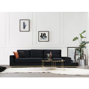Sofa sa Bočnim Stolom - Crna i Zlatna, 4-Sjedala