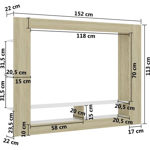 TV ormarić bijeli i hrast 152 x 22 x 113 cm konstruirano drvo slika 36