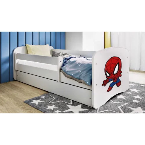 Drveni Dečiji Krevet Spiderman Sa Fiokom - Beli - 180X80 Cm slika 1