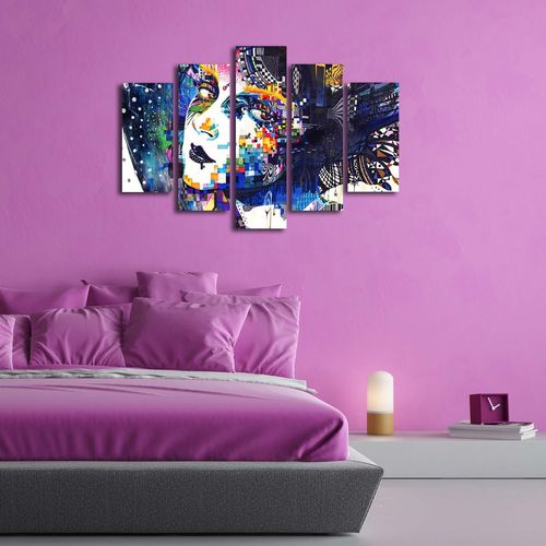 5Pabswc-02 Multicolor Decorative Canvas Painting (5 Pieces) slika 2