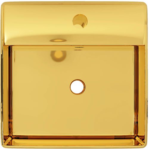 Umivaonik sa zaštitom od prelijevanja 41x41x15 cm keramički zlatni slika 9