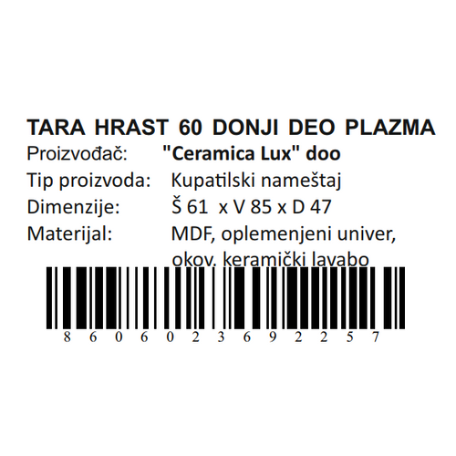 Ceramica lux   Tara Bella donji deo 60 plazma 300272 slika 5