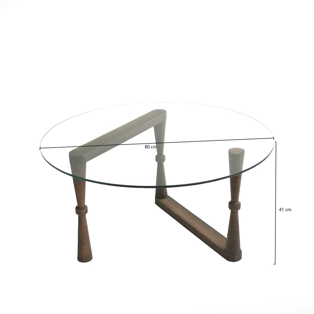 Yuvarlak Cam Orta Sehpa S301 Walnut Coffee Table slika 7