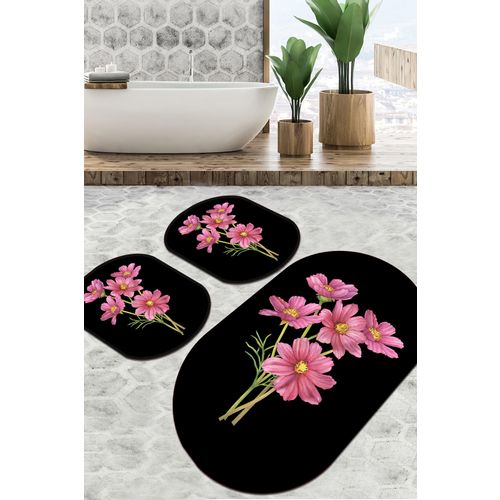 Sitivo Djt - Black BlackPinkGreen Bathmat Set (3 Pieces) slika 1