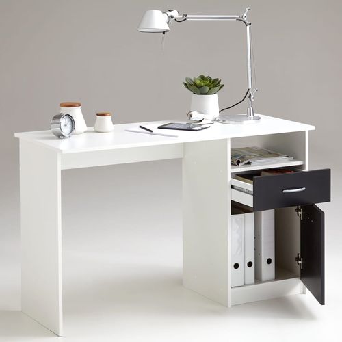 FMD radni stol s 1 ladicom 123 x 50 x 76,5 cm bijelo-crni slika 12