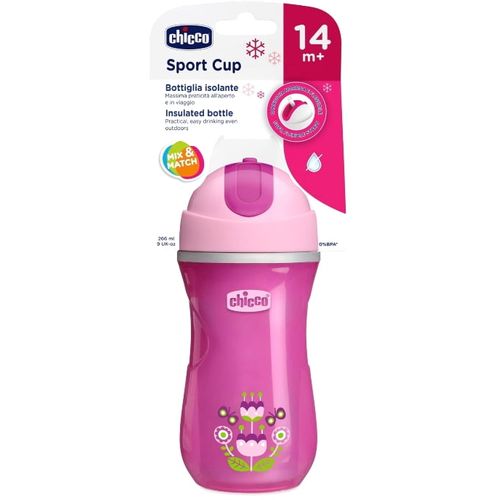 Chicco Čaša SPORT sa slamkom 14m+ 266ml, Pink slika 1