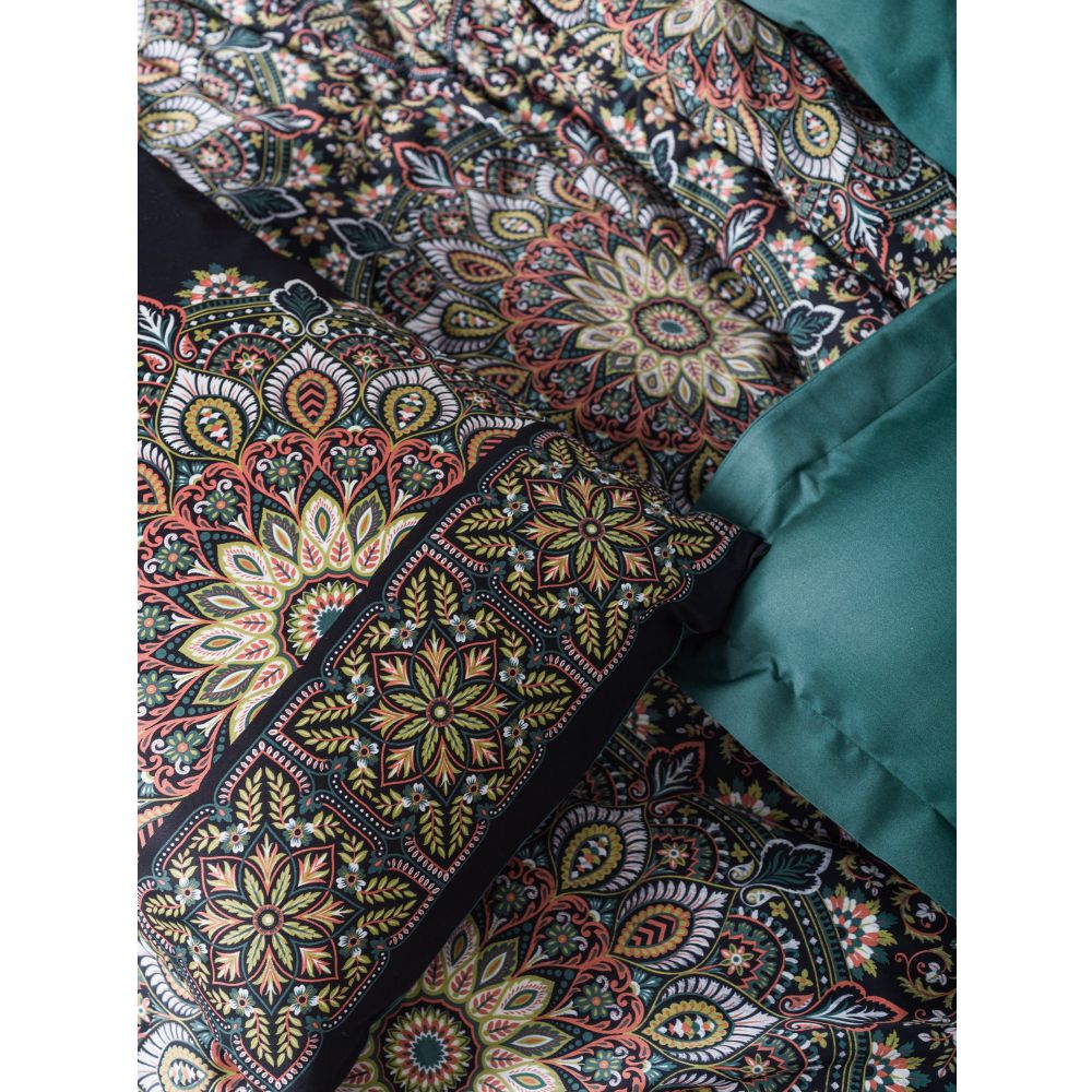 Satin set pokrivača XXL Ornate u boji petrol slika 2