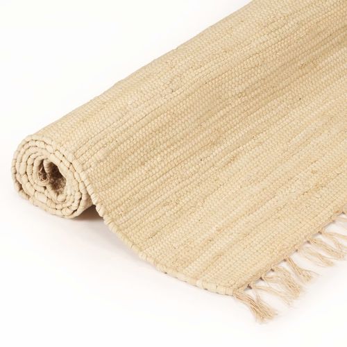 Ručno tkani tepih Chindi od pamuka 80 x 160 cm krem boje slika 19