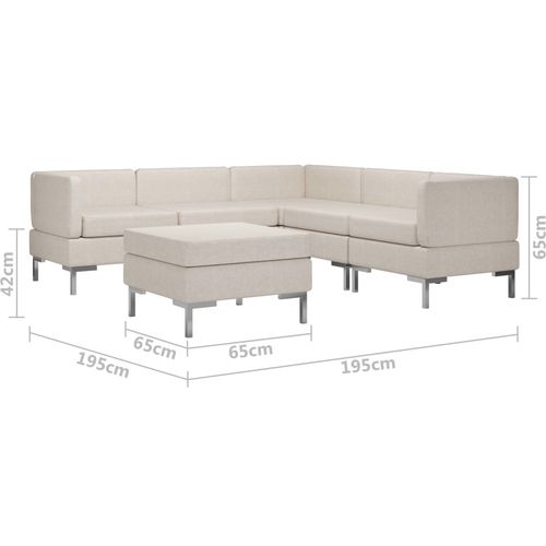 6-dijelni set sofa od tkanine krem slika 32