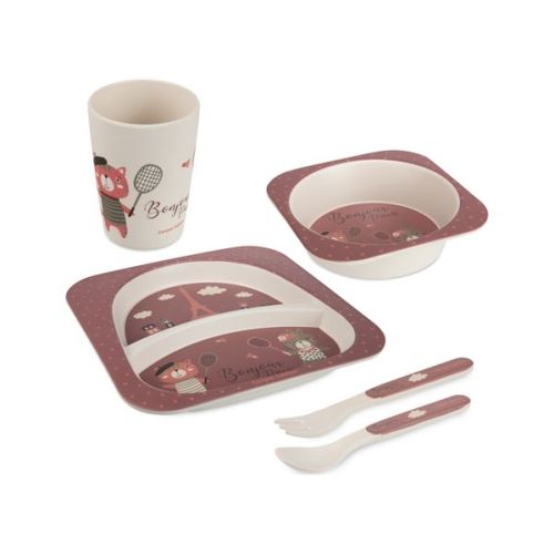 Canpol Babies Set Za Hranjenje 5 Delova - Bonjour Paris Dark Red slika 1