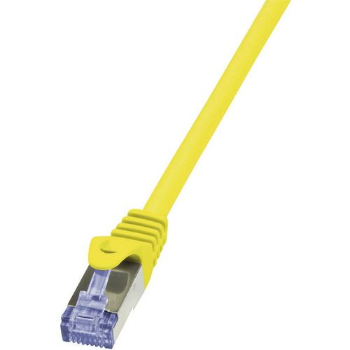 LogiLink CQ3037S RJ45 mrežni kabel, Patch kabel cat 6a S/FTP 1.00 m žuta vatrostalan, sa zaštitom za nosić 1 St. slika 1