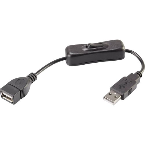 Renkforce USB kabel USB 2.0 USB-A utikač, USB-A utičnica 0.25 m crna uklj. on/off prekidač, pozlaćeni kontakti RF-3322982 slika 5