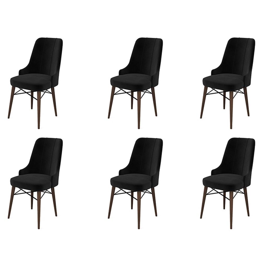 Pare - Crna, Smeđa Crno-Smeđi Set Stolica (6 Komada) slika 1