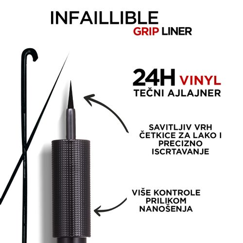 L’Oreal Paris Paris Infaillible Grip 24H Matte Liquid ajlajner Vinyl Black slika 7