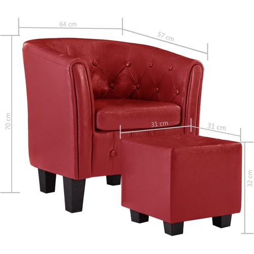 Fotelja od umjetne kože s osloncem za noge crvena slika 16