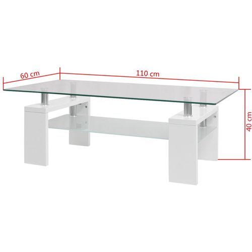 Stolić za Kavu Visokog Sjaja s Policom Bijeli 110x60x40 cm slika 11