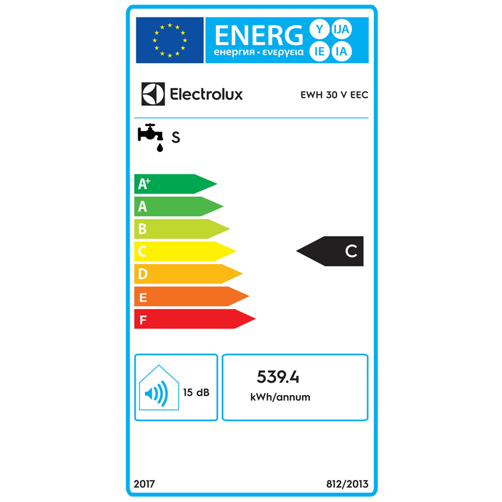 Electrolux Bojler 30 lit., Cijevni električni grijač (TEN), 2kW, IPX4 - EWH 30 V EEC slika 6