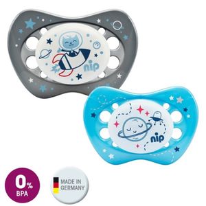 nip® Duda varalica Night 0-6mj (veličina 1) - Silikon, 2kom Plava, Siva