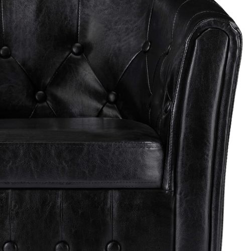 Fotelja od umjetne kože s osloncem za noge crna slika 26