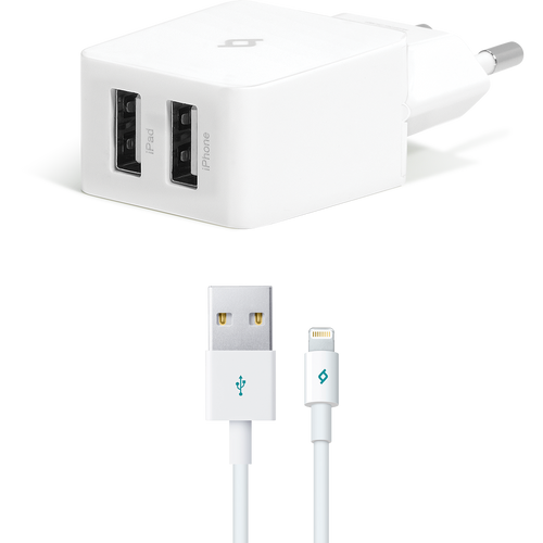 Punjač Zidni MFi (Apple license) - 2xUSB - White - +Lightning cable 1m slika 5