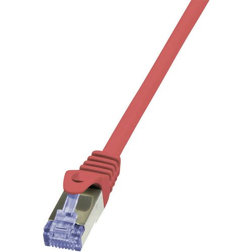 LogiLink CQ3034S RJ45 mrežni kabel, Patch kabel cat 6a S/FTP 1.00 m crvena vatrostalan, sa zaštitom za nosić 1 St. slika 2