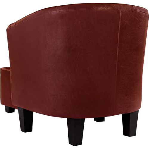 Fotelja od umjetne kože s osloncem za noge crvena boja vina slika 22