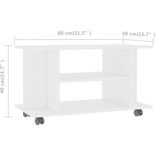 TV ormarić s kotačima bijeli 80 x 40 x 40 cm od iverice slika 19