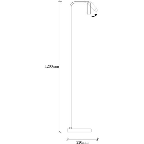 Opviq Podna lampa UMIT, crna, metal, 22 x 22 cm, visins 120 cm, promjer sjenila 3 cm, visina 11 cm, duljina kabla 350 cm, Uğur - 6051 slika 3
