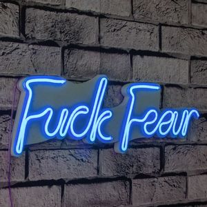 Fuck Fear - Plava Dekorativna Plastična LED Rasveta