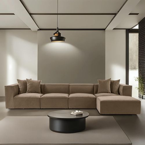 Sora (L1-O1-O1-1R-POUFFE) - Ugao Sofa u Boji Braon slika 2