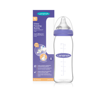 Lansinoh Staklena bočica za hranjenje s NaturalWave® dudom srednjeg protoka - 240ml