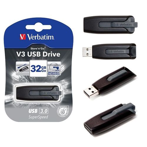 USB 32GB 3.0 (3.2 Gen 1) V3, Verbatim, crni, V049173
 slika 1