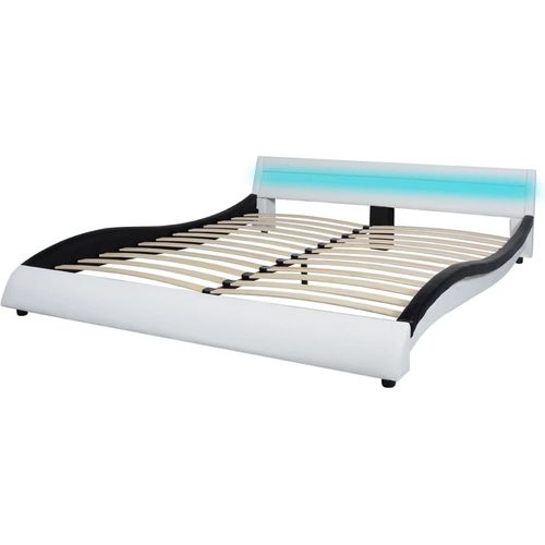 Okvir za krevet od umjetne kože s LED svjetlom crno bijeli 160 x 200 cm slika 26