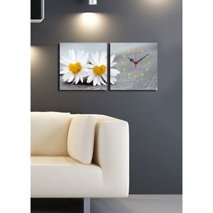 Wallity 2P2828CS-1 Multicolor Decorative Canvas Wall Clock (2 Pieces)