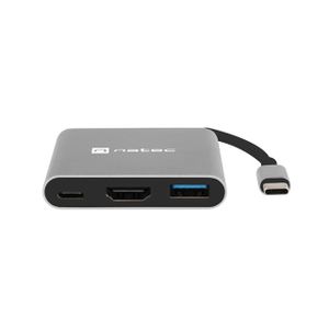 Natec NMP-1607 FOWLER MINI, USB-C Multiport Adapter, USB-C to USB-C(PD2.0)/USB3.0/HDMI, M/F, Cable 11 cm