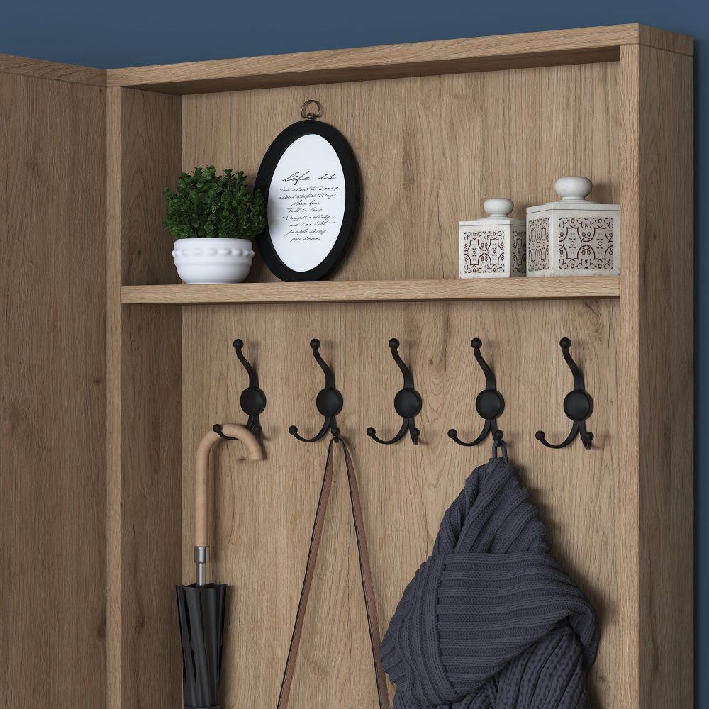 Hall Stand P6 - M11 - 2389, Boje / nijanse orah, bijela slika 6