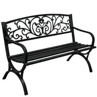Vrtna klupa za terasu, metalna, s 2 sjedala, ukrašena, crna, 127 cm
