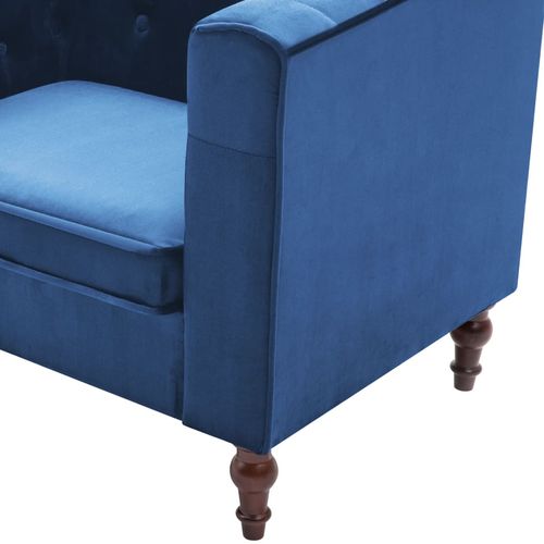 Fotelja od baršuna plava slika 15