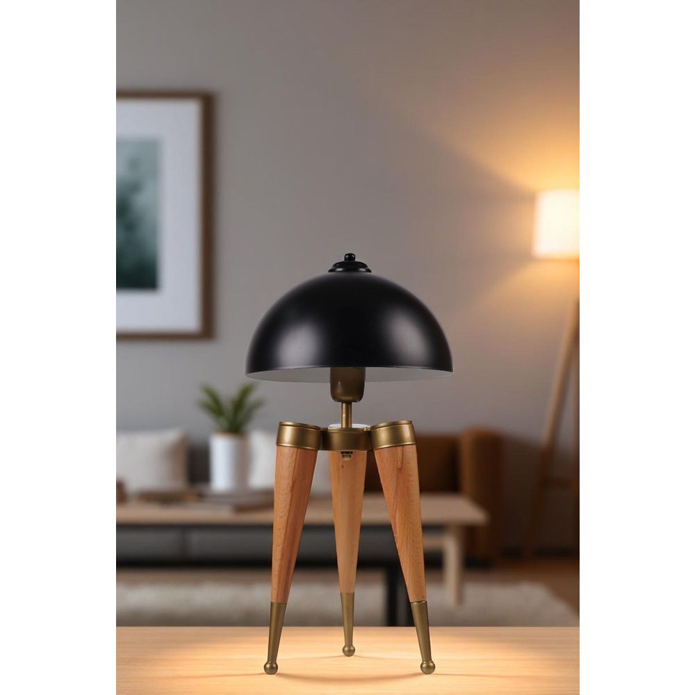 Opviq Stolna lampa 996, crna, hrast slika 2