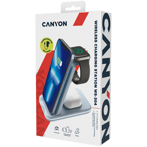 CANYON wireless charger WS-304 15W 3in1 Blue slika 9