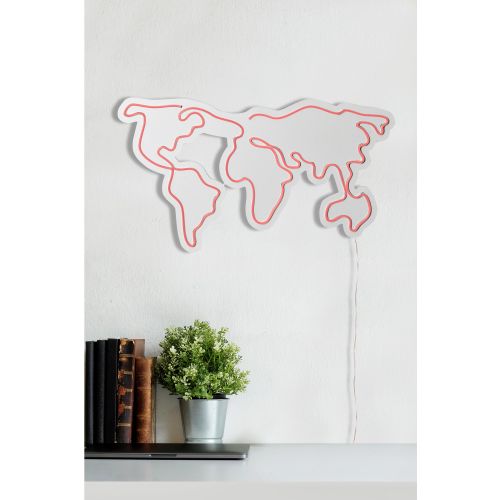 Wallity Ukrasna plastična LED rasvjeta, World Map - Pink slika 14