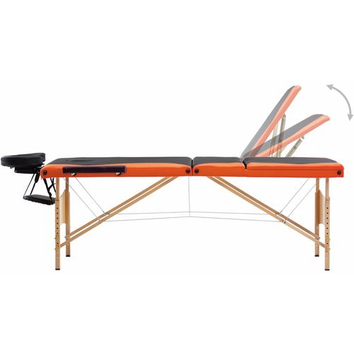 Sklopivi masažni stol s 3 zone drveni crno-narančasti slika 20