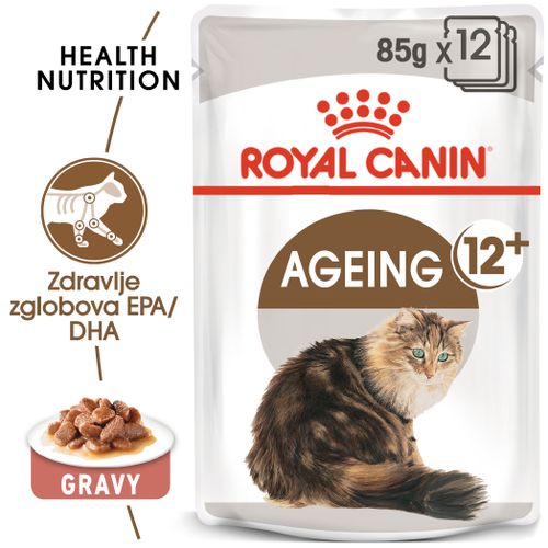 ROYAL CANIN FHN Ageing 12+ Gravy, potpuna hrana u vrećici za  odrasle mačke starije od 12 godina, komadići u umaku, 12x85 g slika 6