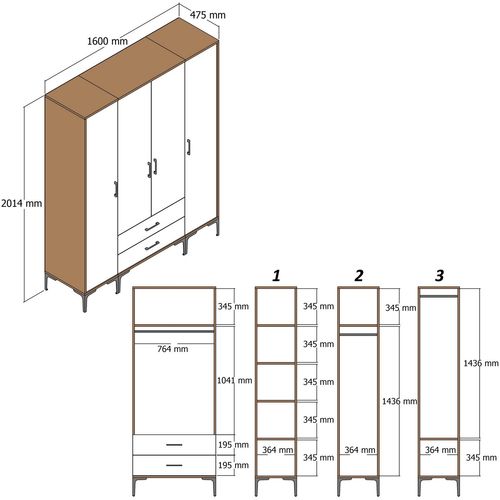 Kumsal RTR - Walnut, Anthracite Walnut
Anthracite Wardrobe slika 6