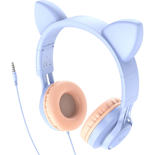 hoco. Slušalice sa mikrofonom, 3.5mm utikač, 1.2m kabel - W36 slušalice Mačje uši,Dream Blue slika 4