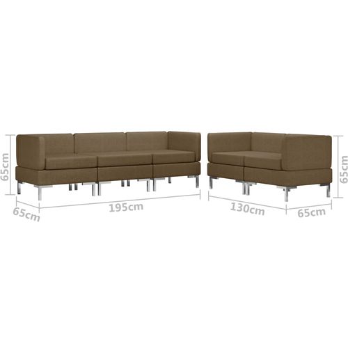 5-dijelni set sofa od tkanine smeđi slika 14