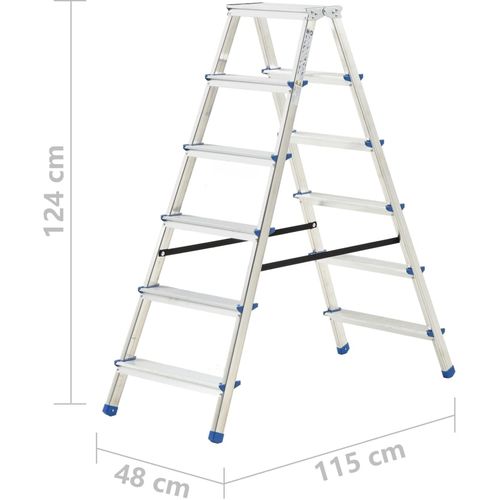 Aluminijske dvostrane ljestve sa 6 stepenica 136 cm slika 34