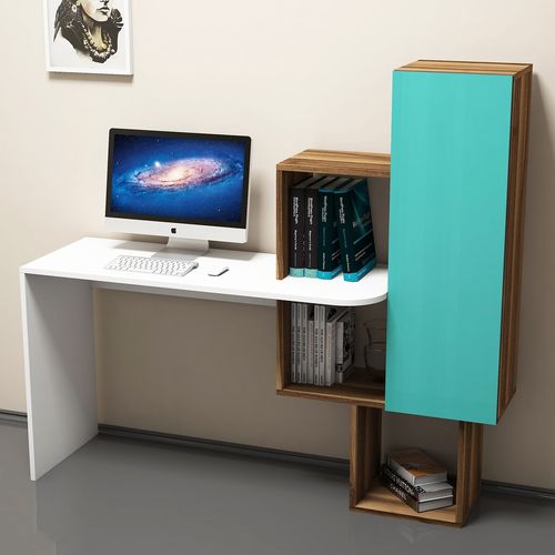 Açelya - Walnut, White, Turquoise Walnut
White
Turquoise Study Desk slika 2