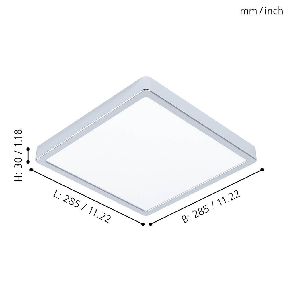 Eglo Fueva 5 nadgradna led, 20w, 2300lm, ip44, 285x285, bijela/krom/plastika  slika 3