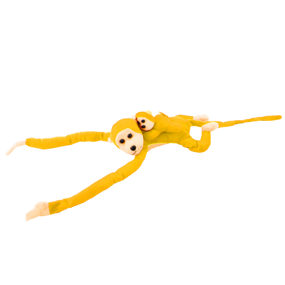 Maskota plišani majmun s bebom, žuta 70 cm slika 4